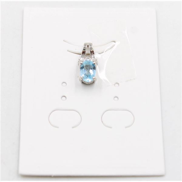 #237-NATURAL SKY BLUE TOPAZ & CZ PENDANT