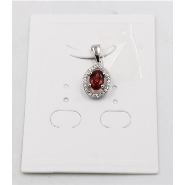 #213-NATURAL RED GARNET & CZ PENDANT