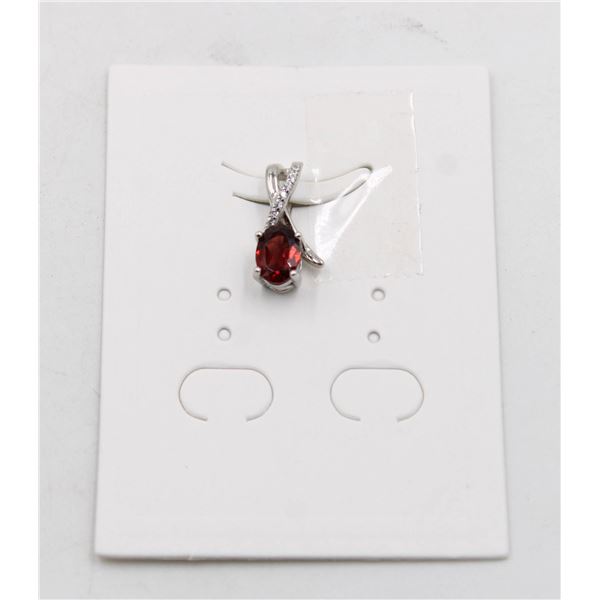 #207-NATURAL RED GARNET & CZ PENDANT