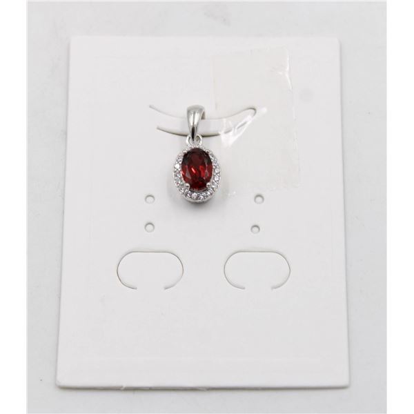 #214-NATURAL RED GARNET & CZ PENDANT