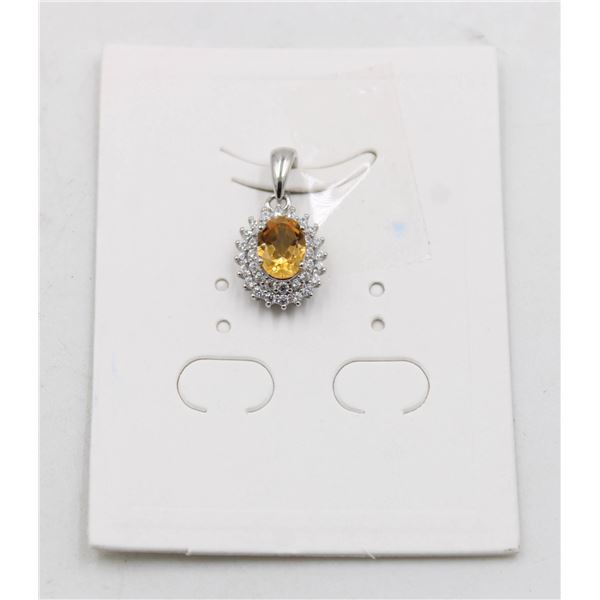 #217-NATURAL CITRINE & CZ PENDANT