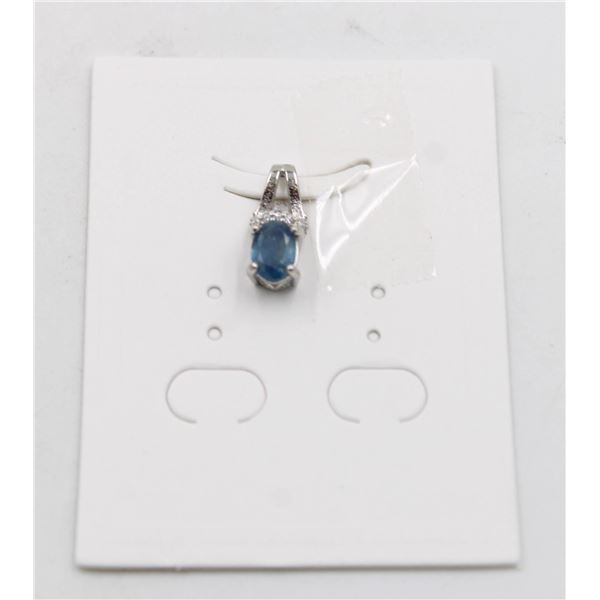 #261-HEATED BLUE SAPPHIRE & CZ  PENDANT