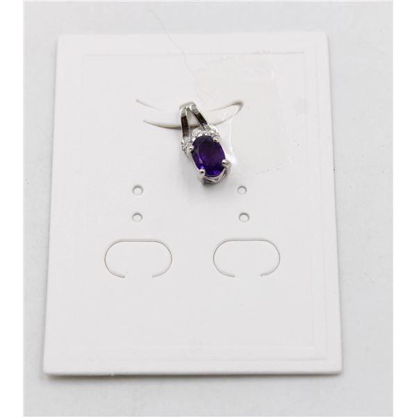 #234-NATURAL PURPLE AMETHYST & CZ PENDANT