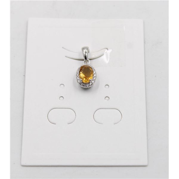 #222-NATURAL CITRINE & CZ PENDANT