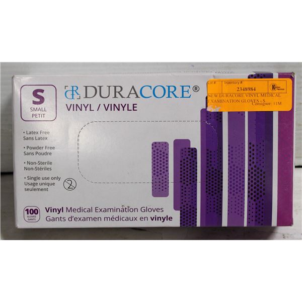 NEW DURACORE VINYL MEDICAL EXAMINATION GLOVES - S