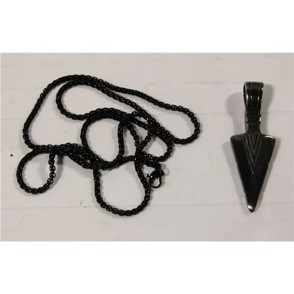 NEW METAL ARROW HEAD PEDANT W/ 23” CHAIN