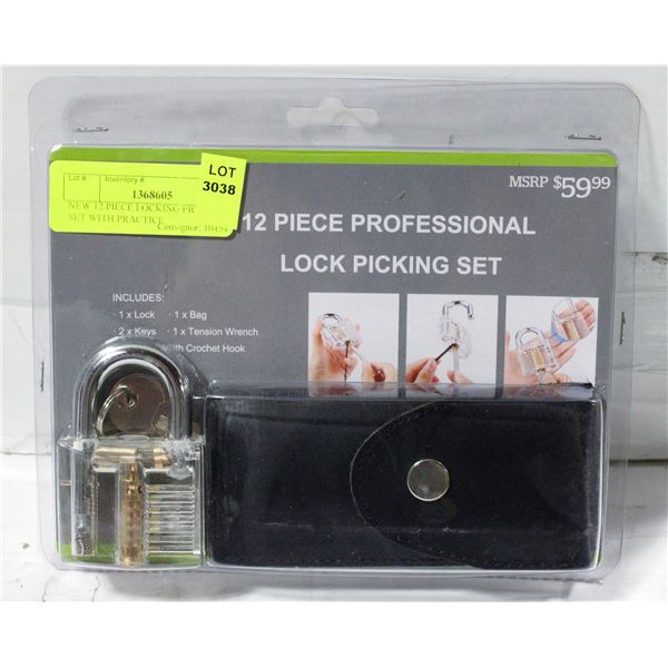 NEW 12 PIECE LOCKING PICKING SET WITH PRACTICE
