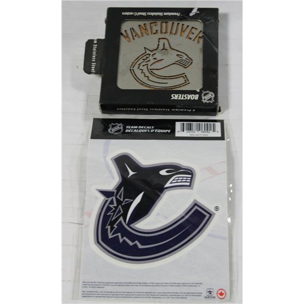 PREMIUM STAINLESS-STEEL COASTERS CANUCKS