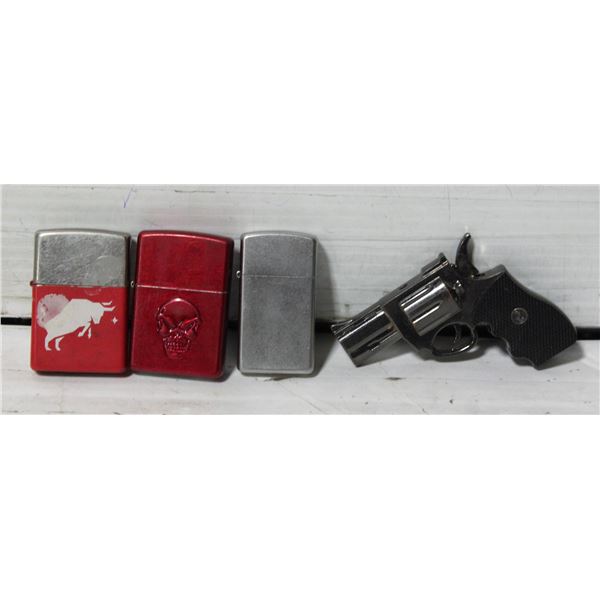 3 ZIPPOS PLUS GUN LIGHTER