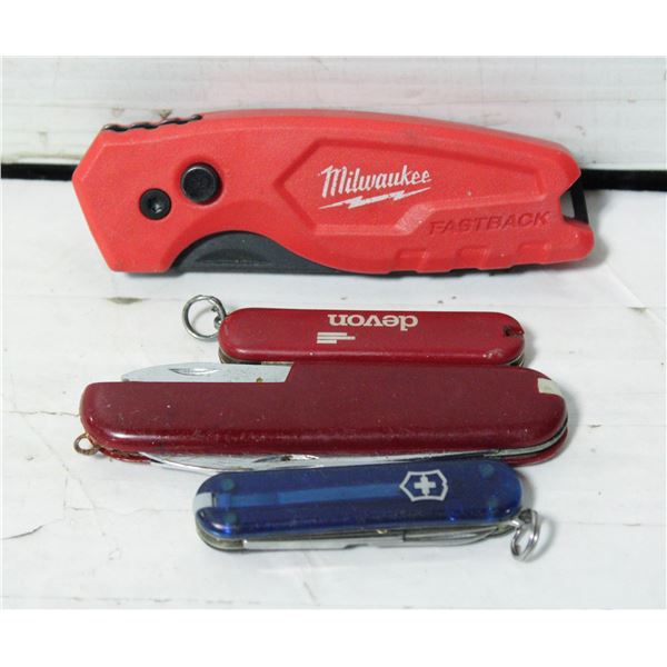 2 SWISS ARM KNIVES PLUS MILWAUKEE KNIFE