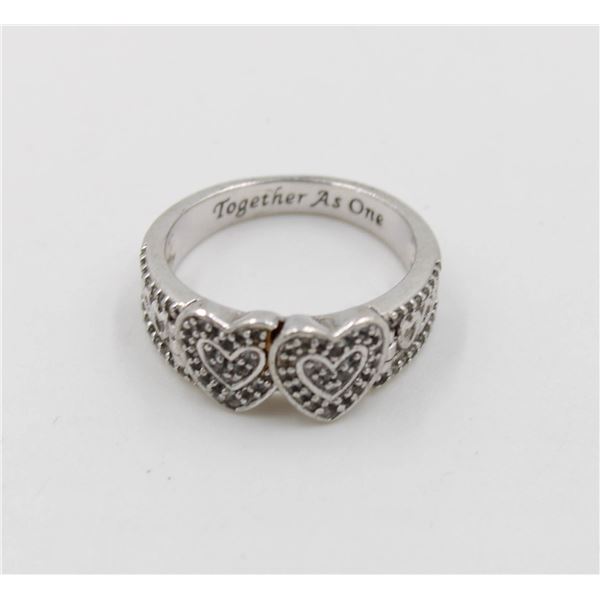16.4G STERLING DUAL HEART RING