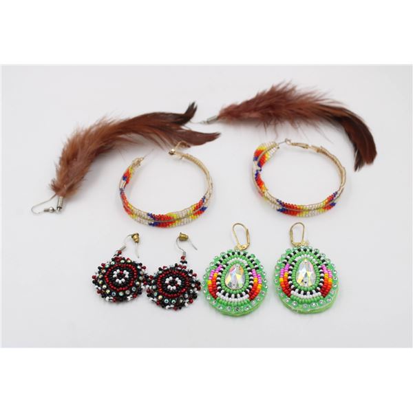 4 HANDMADE INDIGENOUS STYLE EARRINGS SETS