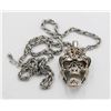 Image 1 : ORNATE 3D SKULL ON SILVER TONE CHAIN