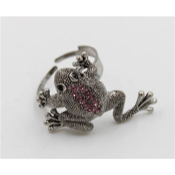 JEWELED FROG FASHION RING