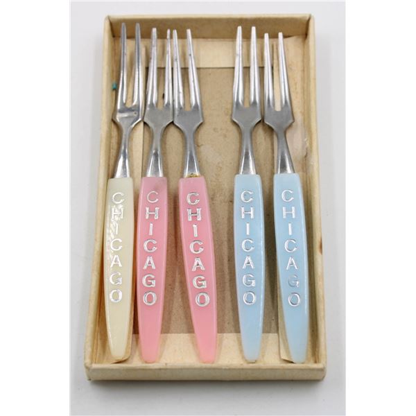 VINTAGE LITTLE FORKS COCKTAIL FORKS - CHICAGO