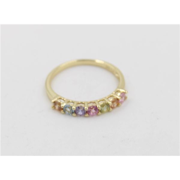 GOLD PLATED STAMPED 925 RING WITH 7 COLORED