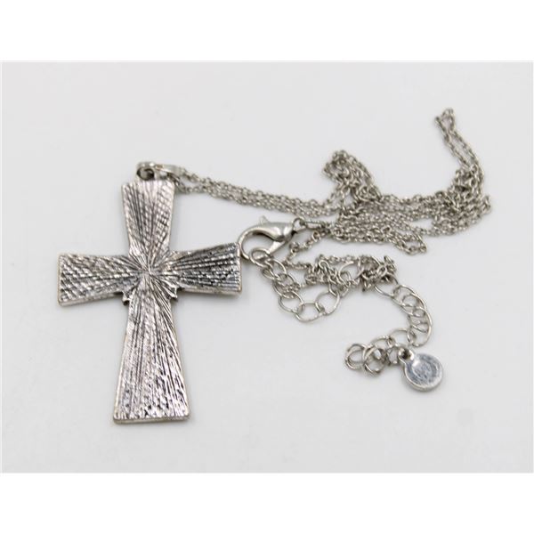 2 X SILVER TONE CRUCAFIX NECKLACES