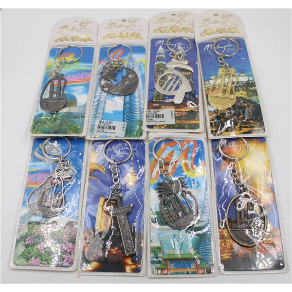 8 NEW IN PKG MALAYSIAN KEY CHAIN SOUVENIERS