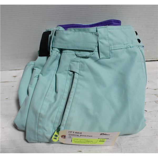 SNOW BOARD PANTS WOMENS TURQUOIS SIZE 10