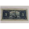 Image 2 : 1937 BANK OF CANADA $5 BILL B/S COYNE-TOWERS