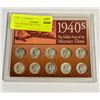COLLECTION OF 10 1940'S MERCURY DIMES