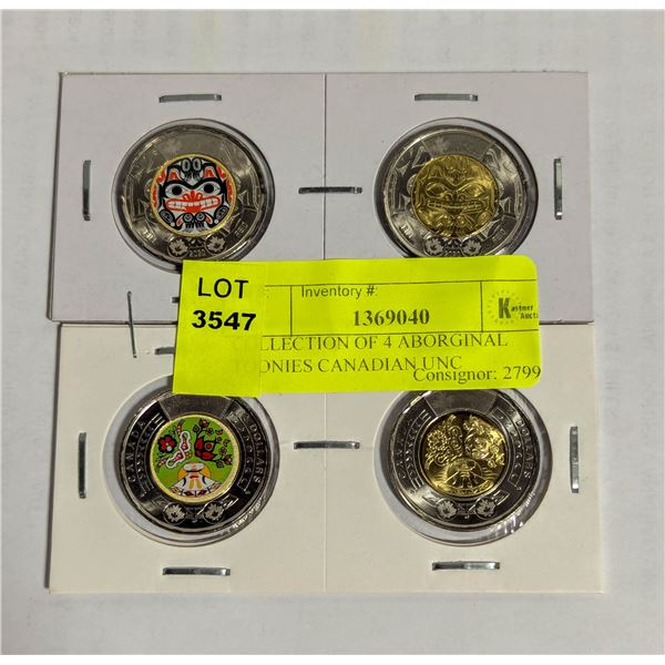 COLLECTION OF 4 ABORGINAL TOONIES CANADIAN UNC