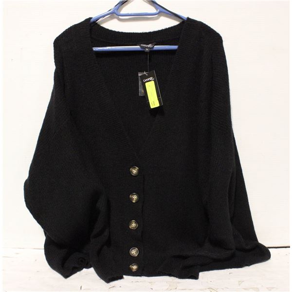 NEW LADIES’ BLACK SWEATER 3XL, BUTTONED,