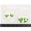 2 NEW PAIRS GREEN OF HEART DESIGN STUD EARRINGS
