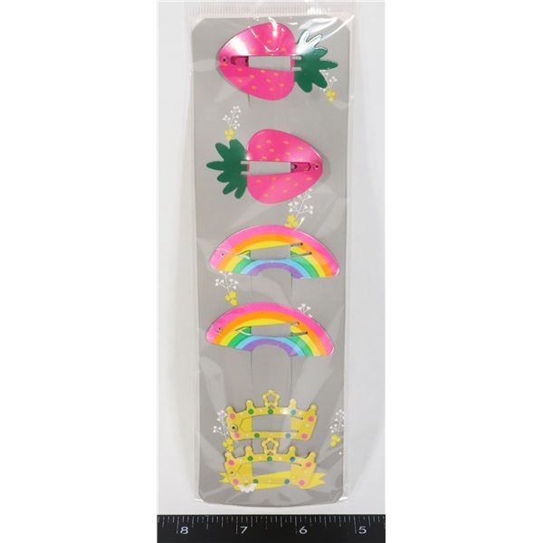 NEW STRAWBERRY, RAINBOW CROWN SNAP CLIPS