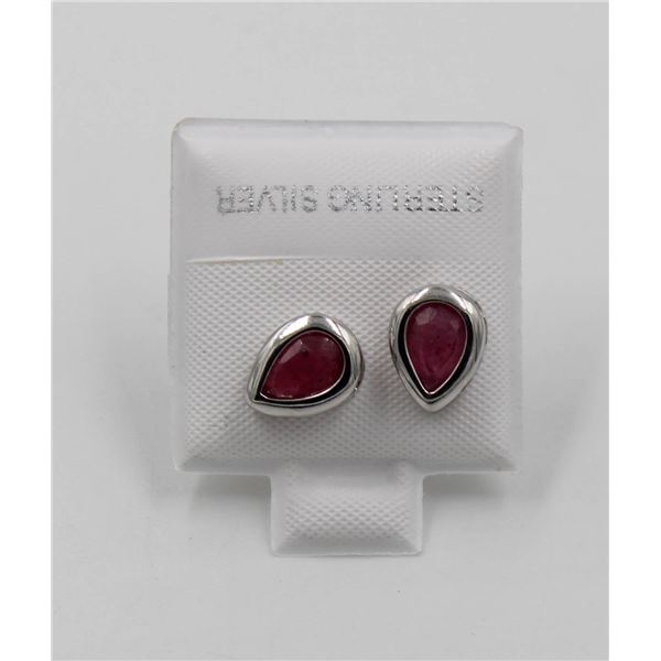 #04-RED RUBY GEMSTONE EARRINGS
