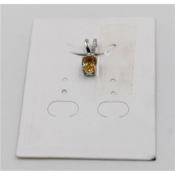#41-YELLOW CITRINE & CZ GEMSTONE PENDANT