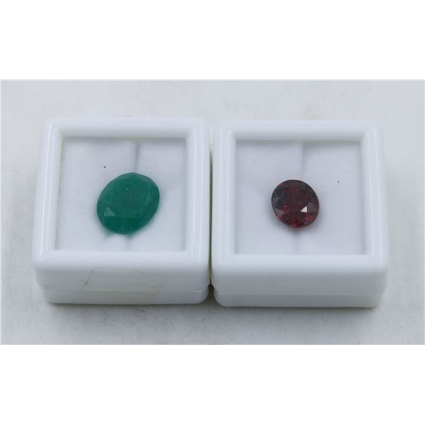 #253-UNTREATED GARNET 3.17 CT & GREEN AGATE 4.35 C