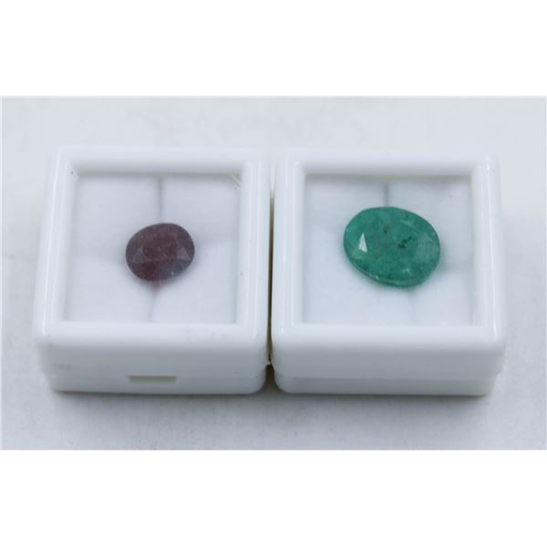 #252-UNTREATED GARNET 3.60CT & EMERALD 6.05CT