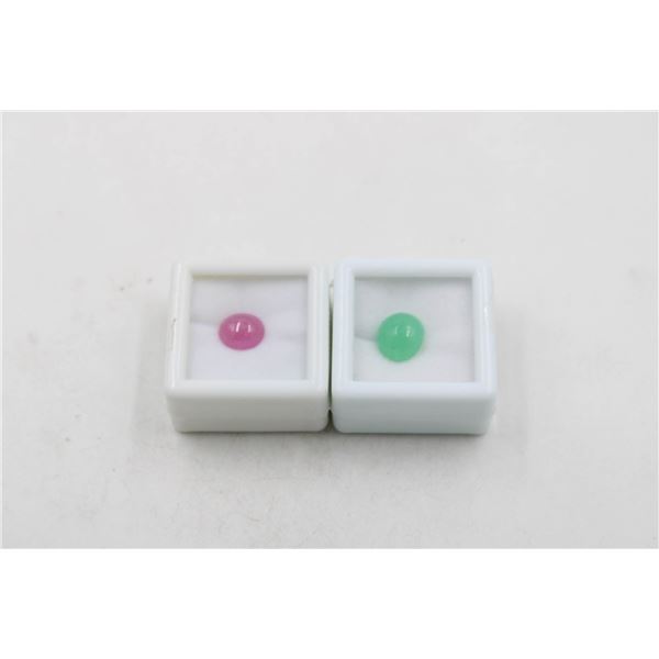 #47-NATURAL CHRYSOPRASE 3.35CT& HEATED RUBY 2.65CT