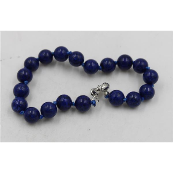 #156-NATURAL LAPIZ LAZULI BRACELET 8MM/7.5 "
