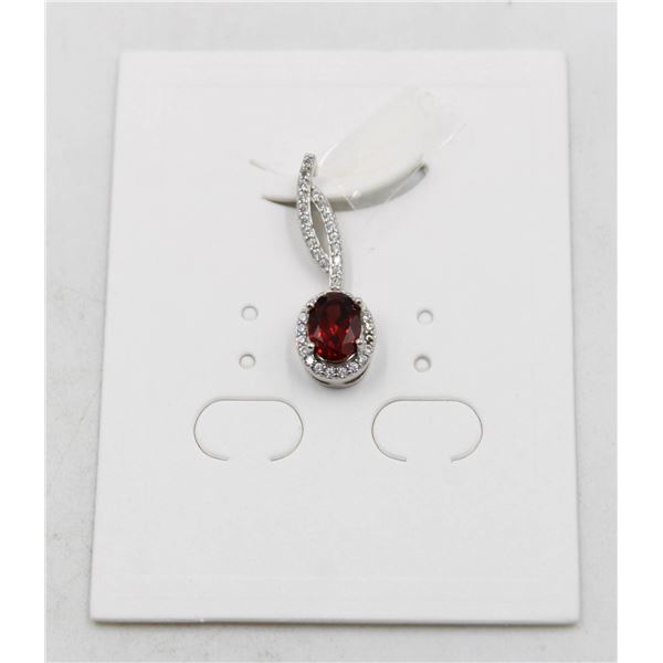 #232-UNHEATED GARNET & CZ  PENDANT