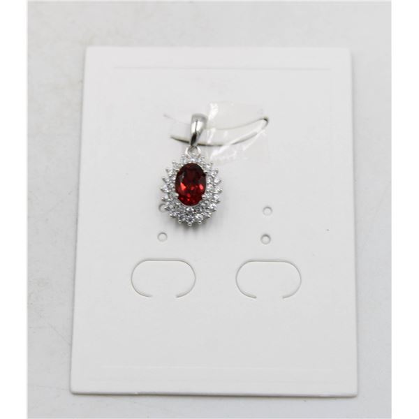 #223-UNHEATED GARNET & CZ PENDANT