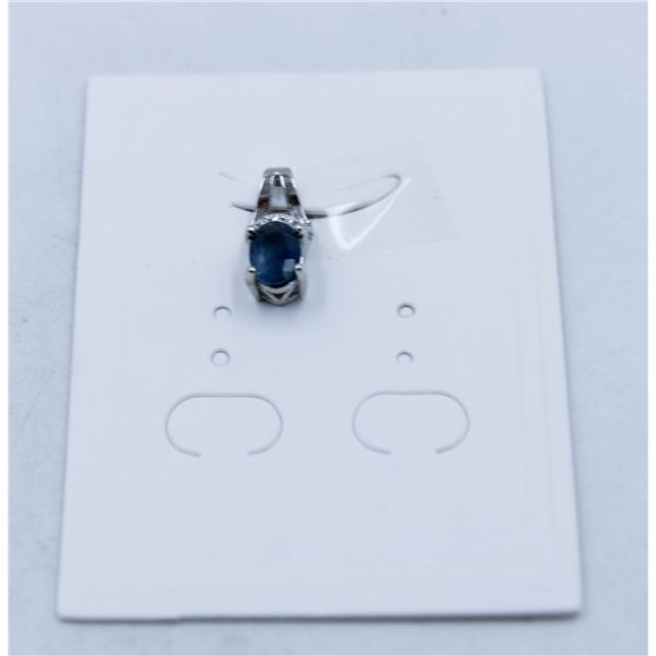 #167-HEATED BLUE SAPPHIRE & CZ  PENDANT