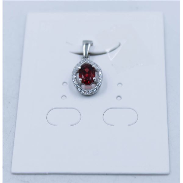 #219-UNHEATED GARNET & WHITE ZIRCON PENDANT