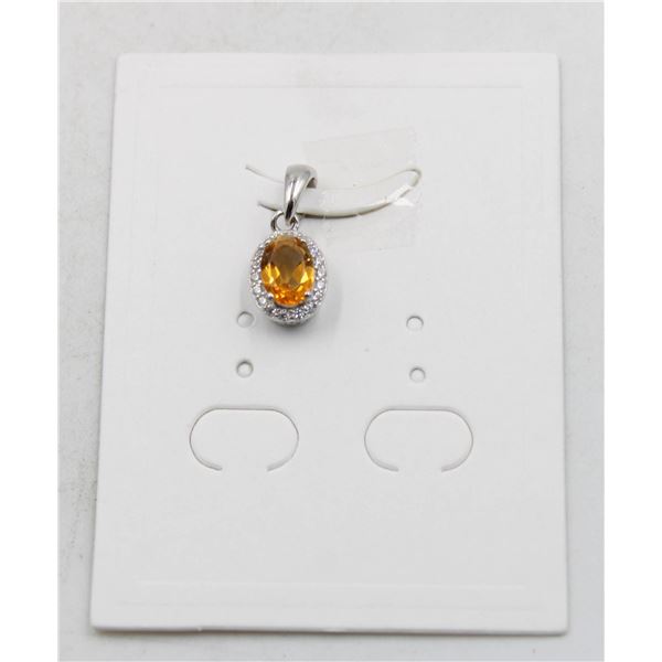 #195-UNHEATED CITRINE & CZ PENDANT