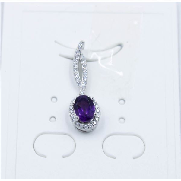 #209-UNHEATED AMETHYST & CZ PENDANT