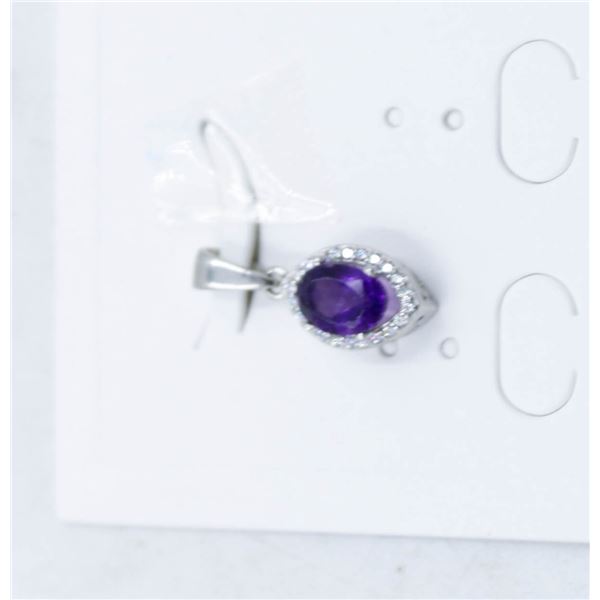 #202-UNHEATED AMETHYST & CZ PENDANT