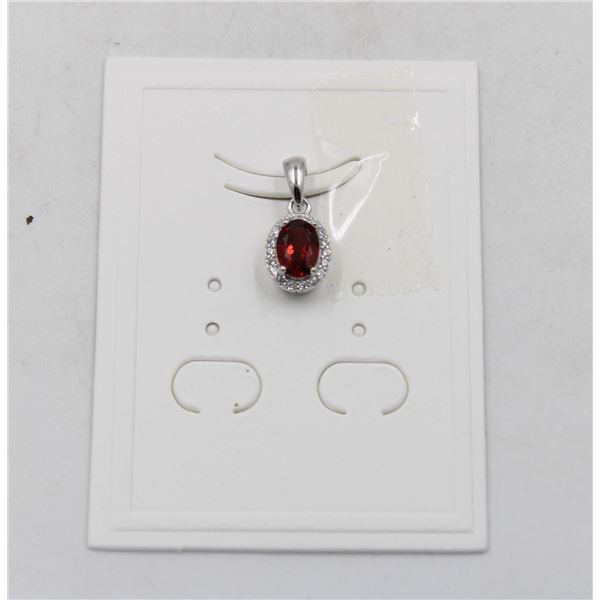 #226-UNHEATED GARNET & WHITE ZIRCON PENDANT