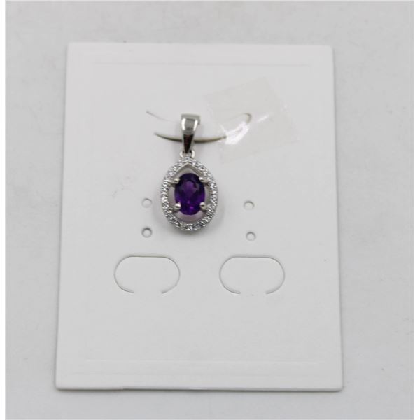 #204-UNHEATED AMETHYST & CZ PENDANT