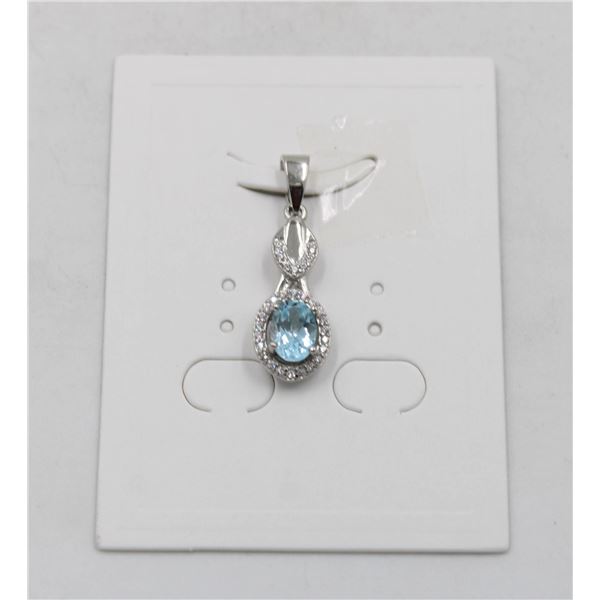 #180-SKY BLUE TOPAZ & CZ PENDANT
