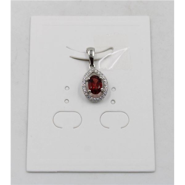 #217-UNHEATED GARNET & WHITE ZIRCON PENDANT