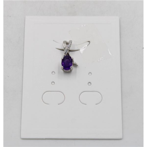 #210-UNHEATED AMETHYST & CZ PENDANT