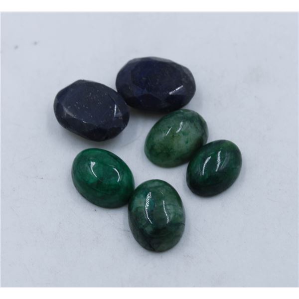 #120-GEEN EMERALD & SAPPHIRE GEMSTONES 85.10 CT