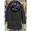 NEW LADIES FAUX FUR BLACK PEA COAT BLACK SIZE 40