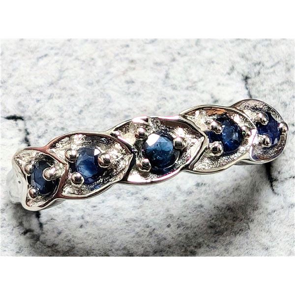 BZ2096-86J SILVER BLUE SAPPHIRE 0.15CT RING